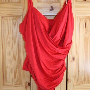 NWTS Jantzen Tummy Control Red One piece Swimsuit Size 28W